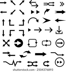  Arrow Vector Icons Set - Hand-Drawn Directional Symbols for Graphic Design and Web Projects