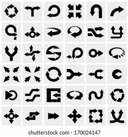 Arrow vector icons set on gray