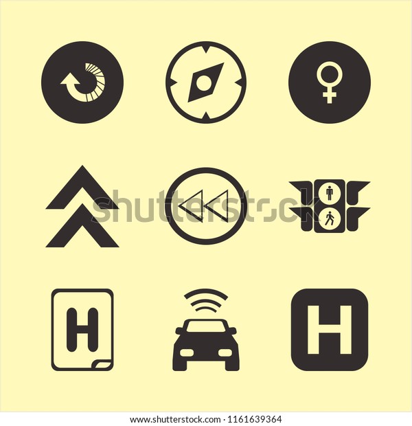 arrow vector icons set. with up\
arrow, reload arrow, female gender symbol and hospital sign in\
set