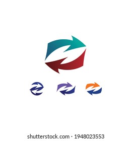 Icono de la ilustración del vector de flecha Logotipo Medios de diseño, reproducción, música, logotipo rápido y negocio