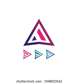 Icono de la ilustración del vector de flecha Logotipo Medios de diseño, reproducción, música, logotipo rápido y negocio
