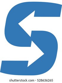 Arrow Vector Illustration. Letter S Icon