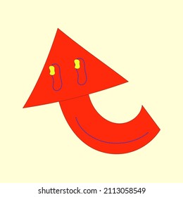 Ilustración vectorial de flecha en el estilo psicodélico de los años 60-70.  Icono para el diseño