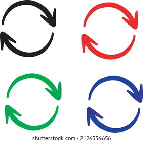 Arrow Vector Illustration. Set 4 of different colored arrow circles isolated on the white. 