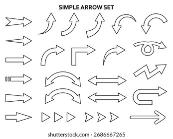 Arrow vector illustration set. Icon, simple
