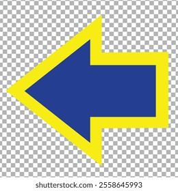 Arrow vector illustration in yellow and blue colors for anything facing left