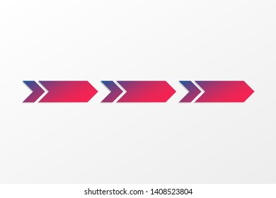 Arrow vector infographic symbols. Blue and red gradient signs. Icons isolated, illustration for business, web design, direction, 3 steps, options, progress