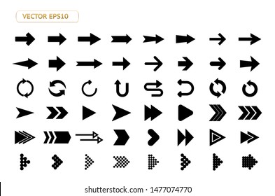 Arrow vector isolated icon set. Button pointer, previous, next, circle collection for infographic, banner, website, mobile app, map. Flat illustration element circle, back, cursor, up and down design 