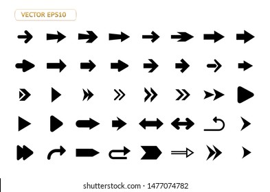 Arrow vector isolated icon set. Button pointer, previous, next, circle collection for infographic, banner, website, mobile app, map. Flat illustration element circle, back, cursor, up and down design 