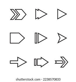 arrow vector  line icon set flat design Stock Illustration