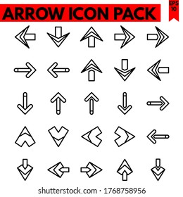 Arrow vector line icons set