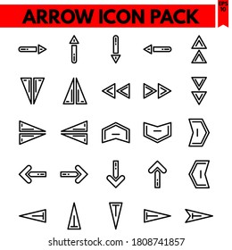 arrow vector line icons set