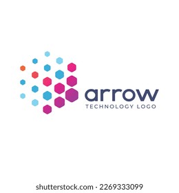 Arrow vector logo. Virtual cube logo. Delivery box logo template.