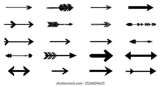 Vector de flecha. Conjunto de iconos de flecha minimalista. Diferentes símbolos de dirección de flecha del cursor.