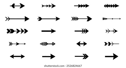 Vetor de seta. Conjunto de ícones de seta minimalista. Símbolos de direção de seta de cursor diferentes.