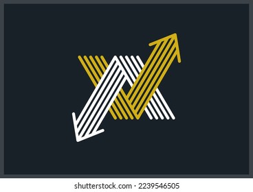 Arrow vector original logo isolated, pictogram symbol of double arrows dynamic sign, linear icon concept.