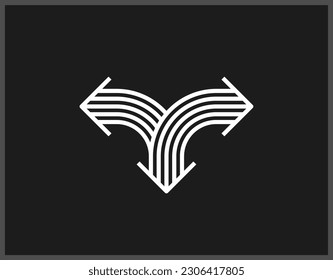 Arrow vector original logo isolated, pictogram symbol of double arrows dynamic sign, linear icon concept.