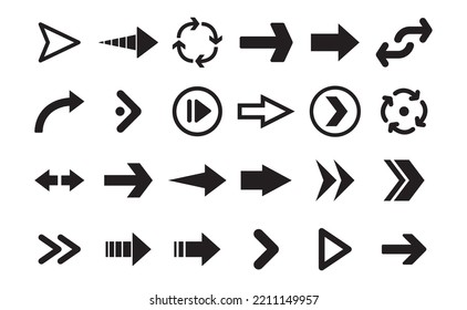 Pictograma vectorial de flecha. Conjunto de iconos de flechas.