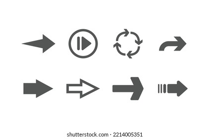 Pictograma vectorial de flecha. Conjunto de iconos de flechas.