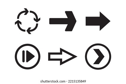Pictograma vectorial de flecha. Conjunto de iconos de flechas.