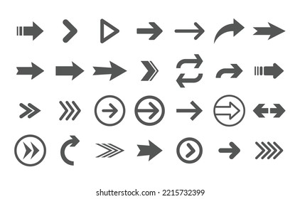 Pictograma vectorial de flecha. Conjunto de iconos de flechas.