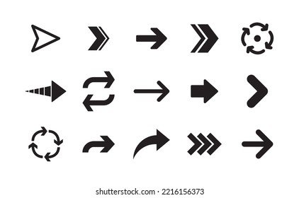 Arrow vector pictogram. Icon set of arrows.