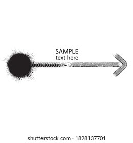 Arrow Vector Print Textured Tire Track . Design Element . Car tread silhouette . Mud splash grunge texture