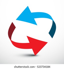 Arrow. Vector Red and Blue Arrows in Circle Set.