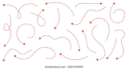 Arrow vector red hand drawn sketch icon set. Doodle sketch drawn red direction element set. Pencil doodle line graphic design elements. 