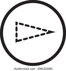 Signo de vector de flecha en círculo Autopista o curva de advertencia de pista de velocidad. Marca de conducción que muestra y apunta la dirección de la ruta monocromo ilustración de dibujos animados planos