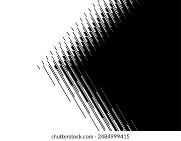 Arrow. Vector transition between colors with striped lines in a modern style. Trendy black and white background for packaging design, clothing, interior, typography. Vector pattern with lines. 