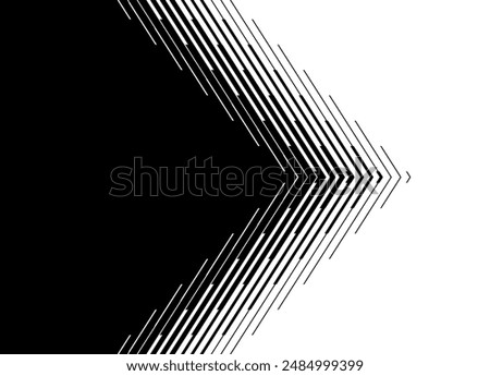 Arrow. Vector transition between colors with striped lines in a modern style. Trendy black and white background for packaging design, clothing, interior, typography. Vector pattern with lines