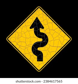 Signo de carretera vintage de vector de flecha en fondo negro