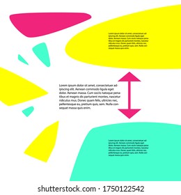 Arrow vector, yellow, green and pinkish coloured modern abstract unique template with pink double arrow. For online course, presentation, poster, booklet, slide, website, webinar, landing page