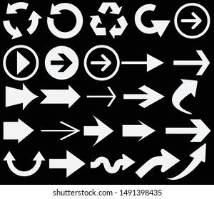Arrow vectors isolated on black