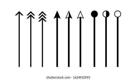 Arrow Vertical Line Set Isolated On White, Lines And Arrows Indicate The Dimension Of The Drawing, Arrowhead Black On A Line Vertical, Arrow Line For Dimension Scale, Clip Art Vertical Line Arrow