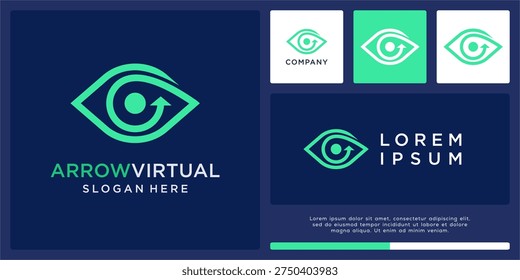 Arrow virtual logo design template with abstract eye
