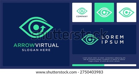 Arrow virtual logo design template with abstract eye
