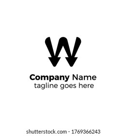 arrow w logo design vector illustration