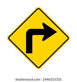 Arrow warning road sign isolated on white background
