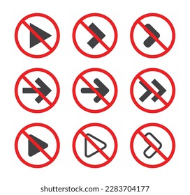 conjunto de iconos de signo de detención de advertencia de flecha