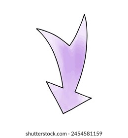 Arrow watercolor doodle element, vector illustration.