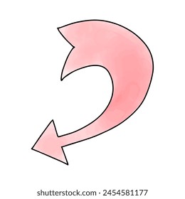 Arrow watercolor doodle element, vector illustration.