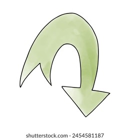 Arrow watercolor doodle element, vector illustration.