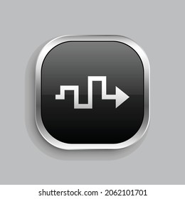 diseño de iconos de onda de flecha. Estilo botón brillante rectángulo redondeado aislado en fondo gris. Ilustración del vector