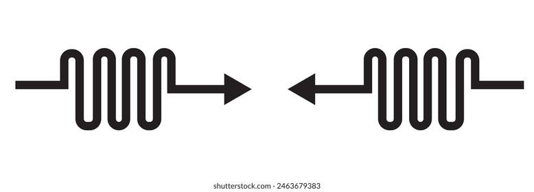 Pfeilwellenförmiges schwarzes Vektorgrafik-Symbol. Einfache schwarze Pfeil-Vektorgrafik. Zeiger auf den Pfeil der rechten Vektorgrafik auf weißem Hintergrund. Vektorillustration. EPS 10 