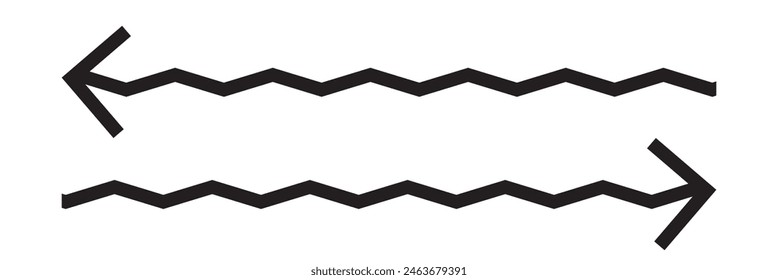 Arrow wavy black vector icon. Simple black arrow vector. Pointer to the right vector arrow isolated on white background. Vector illustration. EPS 10 