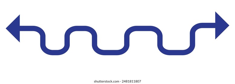 Arrow wavy black vector icon. Simple black arrow vector. Pointer to the right vector arrow isolated on white background. Vector illustration. EPS 10