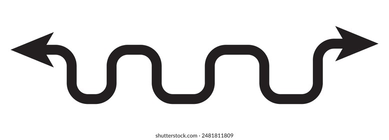 Icono de Vector negro ondulado. Simple Vector de flecha negra. Puntero a la flecha del Vector derecho aislado sobre fondo blanco. Ilustración vectorial. EPS 10
