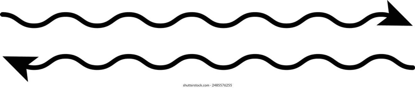 Icono de Vector negro ondulado. Simple Vector de flecha negra. Puntero a la flecha del Vector derecho aislado sobre fondo blanco. Ilustración vectorial. EPS 10